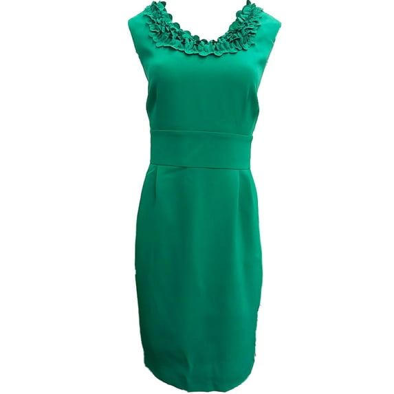 Womens Grass Green Ruffled A-Line Dress Floral Ruffle Pencil-Dress 16