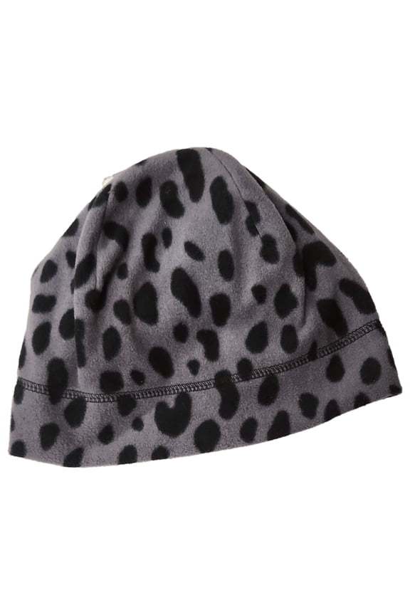 Womens Gray & Black Leopard Print Beanie Stocking Cap Hat