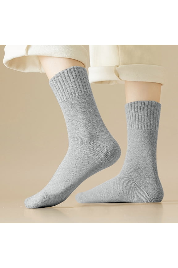 Womens Gray Crew Socks, Basic Everyday Comfort Socks with Ribbed Cuff, 1 Pair Soft Casual Socks for Women, One Size Fits Most,Size Free Size