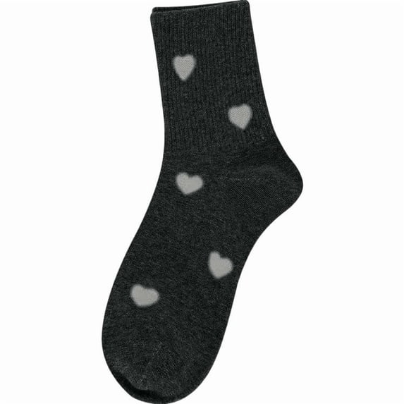 VONCOS Womens Gray Heart Crew Socks - Cute Everyday Socks with Heart Pattern, Comfortable Casual Wear