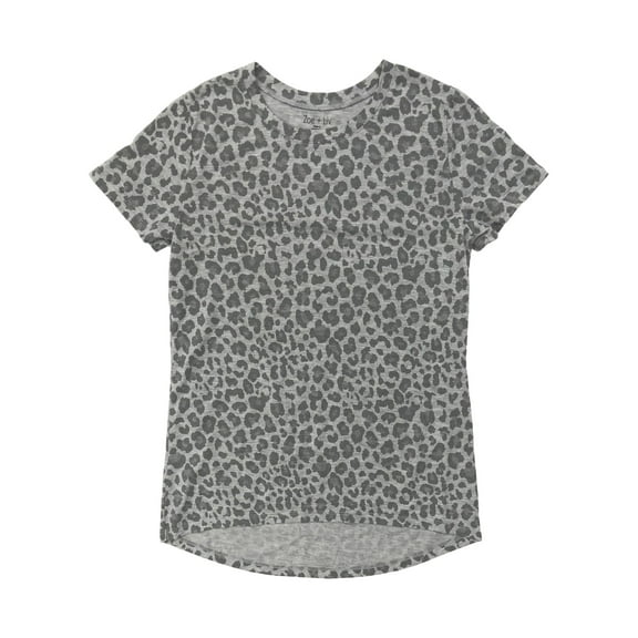 Womens Gray Leopard Print T-Shirt Cheetah Tee Shirt Small