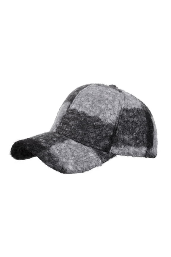Womens Gray Plaid Beanie Hat - Soft Fleece Winter Hat for Women, Checkered Pattern, One Size Fits Most,Size Free Size