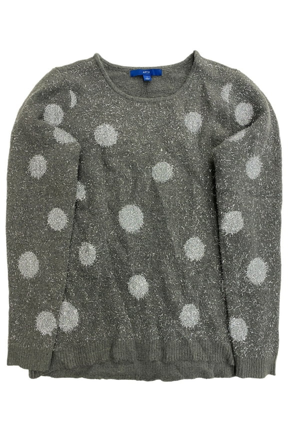 Womens Gray & Silver Metallic Sparkle Christmas Holiday Sweater X-Large