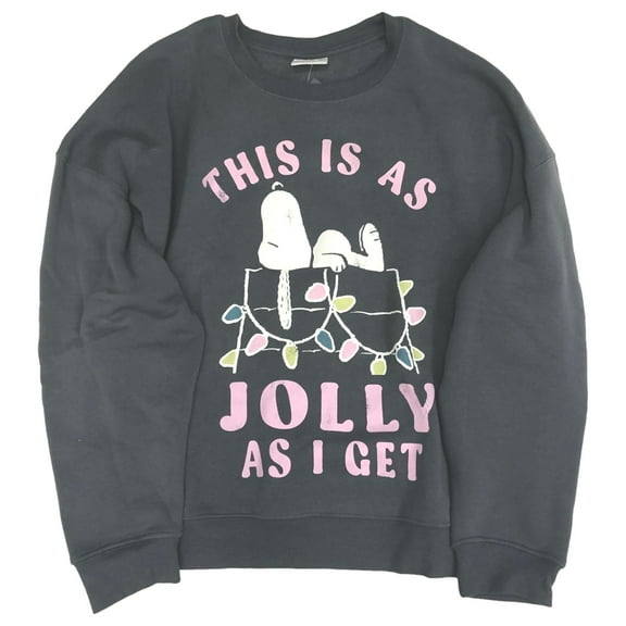 Womens Gray Snoopy Christmas Sweatshirt Sweat Shirt Jolly As Gets X-Small