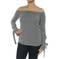 thumbnail image 1 of Womens Gray Tie Cuff Long Sleeve Off Shoulder Wear To Work Top Size: L, 1 of 2