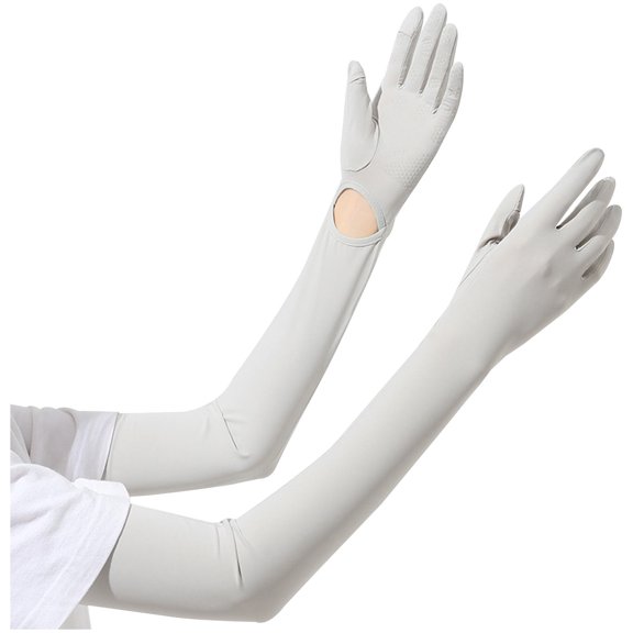 Womens Gray UV Arm Sleeves UPF 50+ Sun Protection Cooling Breathable Moisture Wicking for Outdoor Sports and Cycling with Touch Screen Fingers,Size Free Size