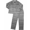 thumbnail image 1 of Womens Gray White Nordic Tribal Snowflake Fleece Pajamas Notched Sleep Set, 1 of 1