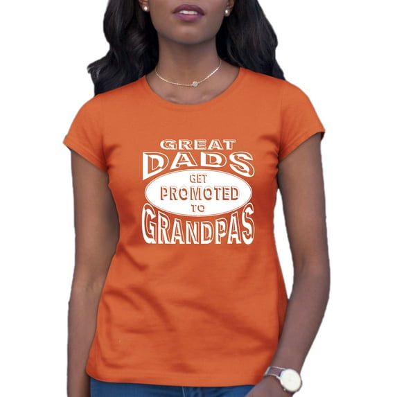 Womens Great Dads Get Promoted To Grandpas Funny New Dad T-Shirt