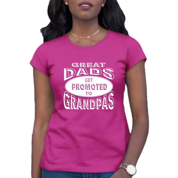 Womens Great Dads Get Promoted To Grandpas Funny New Dad T-Shirt