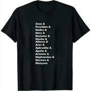 Womens Greek Mythology Gods Pantheon List Of Demigod Names T-Shirt Black Small