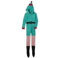 thumbnail image 1 of Womens Green Fleece Elf Holiday Blanket Sleeper Footie Pajama Union Suit, 1 of 1