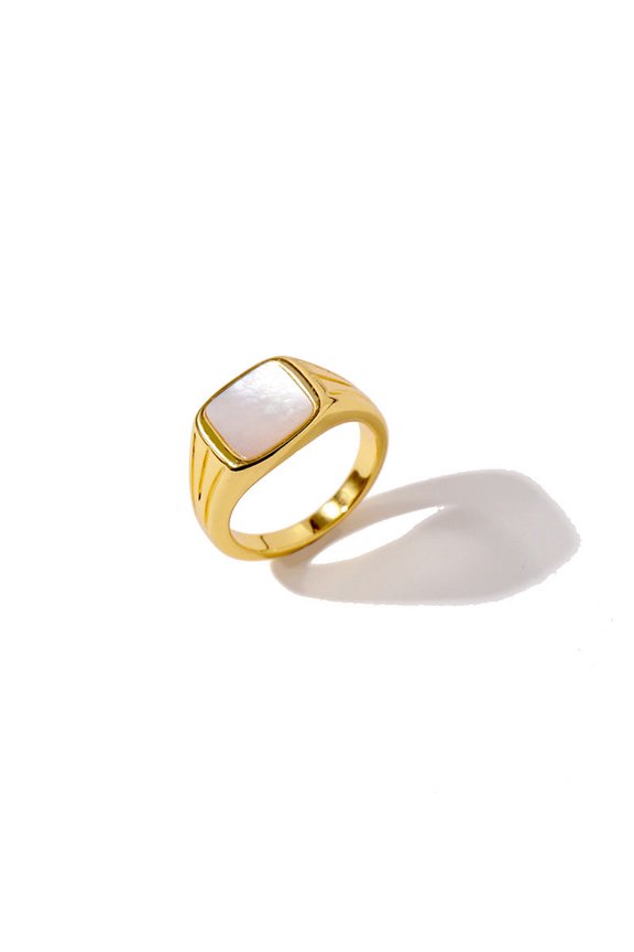 Womens Green Malachite Ring Brass Gold European Retro Design Statement Jewellery For Women Party Fashion Rings