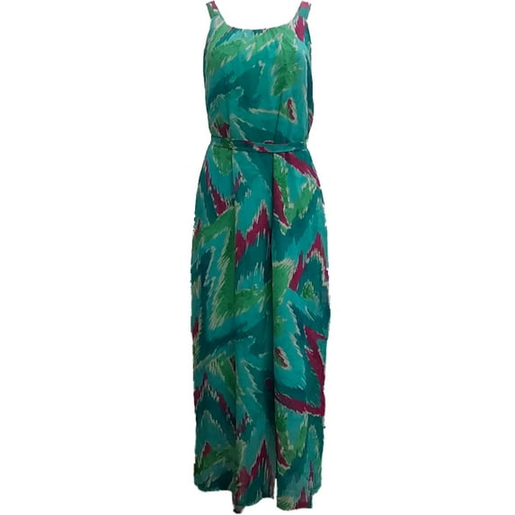 Womens Green Purple Blue Scribble Chevron Opaque Tank Top Maxi Dress