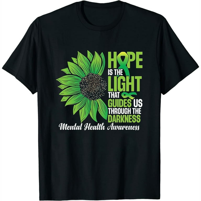 Mental Health Awareness Sunflower T-Shirt Lime Green Ribbon Mental Health Awareness Sunflower T-Shirt Lime Green Ribbon