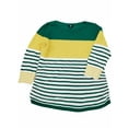 thumbnail image 1 of Womens Green Yellow White Stripe Ribbed Dressy Stretchy Sweater Top Shirt XL, 1 of 2