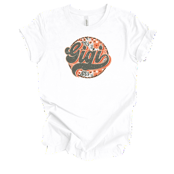 Womens Groovy Vintage Floral Circle Ladies Mother's Day White Short Sleeve T-Shirt-Gigi-3X-Large