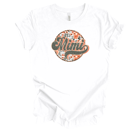Womens Groovy Vintage Floral Circle Ladies Mother's Day White Short Sleeve T-Shirt-Mimi-Small