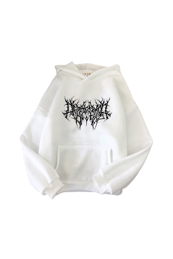 Womens Grunge Gothic Punk Long Sleeve Hoodies Hiphop Graphics Oversized Loose Sweatshirt Tops Streetwear