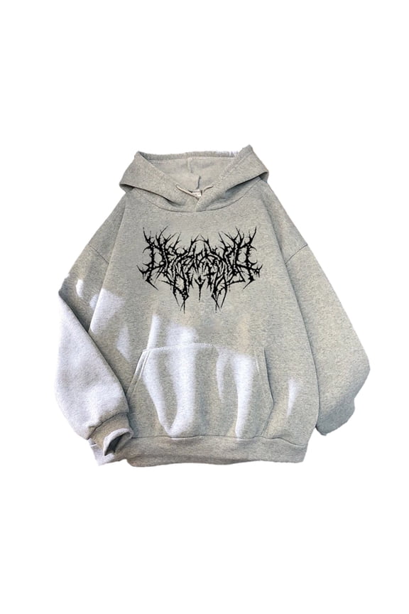 Womens Grunge Gothic Punk Long Sleeve Hoodies Hiphop Graphics Oversized Loose Sweatshirt Tops Streetwear