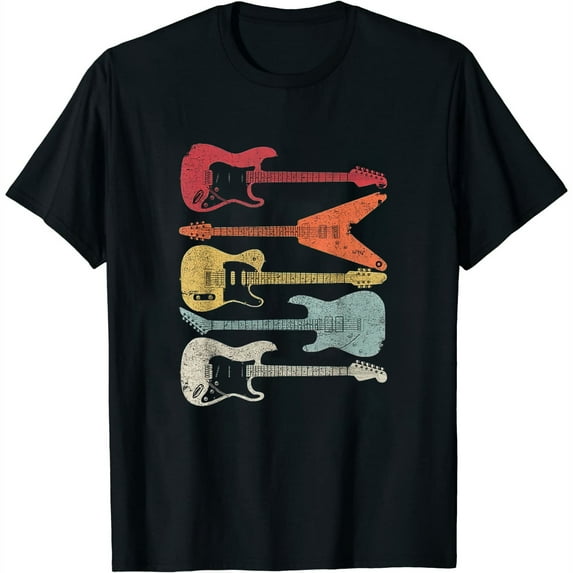 Womens Guitar Shirt. Retro Style, Gift For Guitarist T-Shirt Black 3X-Large