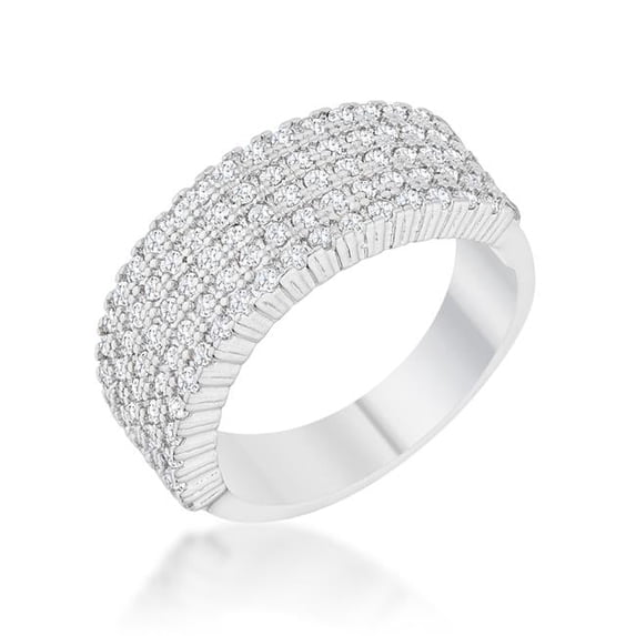 Womens Gwen 1 CT Cubic Zirconia Rhodium Wide Ring - Size 7