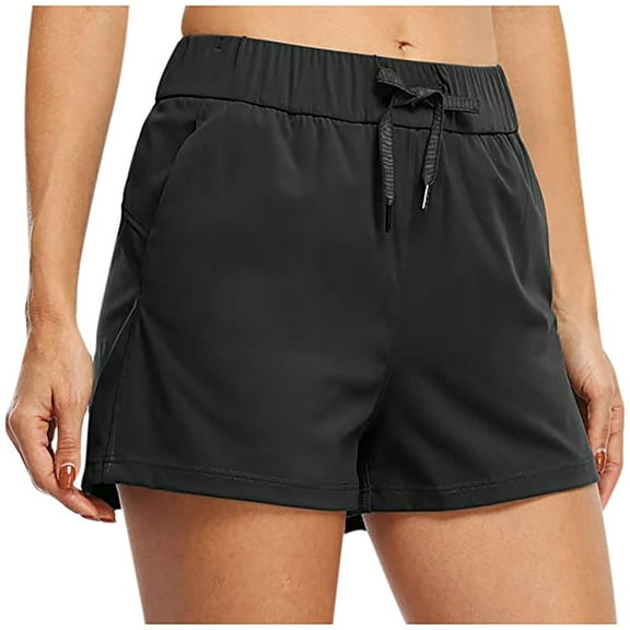 Womens Gym Shorts New Women's Shorts Hiking Athletic Shorts Yoga Active Workout Running Shorts Comfy Casual with Pockets Black XXL