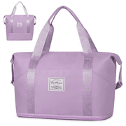 DAKOMM 35L Expandable Travel Duffle Bag, Weekender Bag for Women, Carry on Overnight Bag with Wet Pocket, Multipurpose Personal Item Bag Sports Tote Gym Bag Hospital Mom Bag for Labor and Delivery, Purple