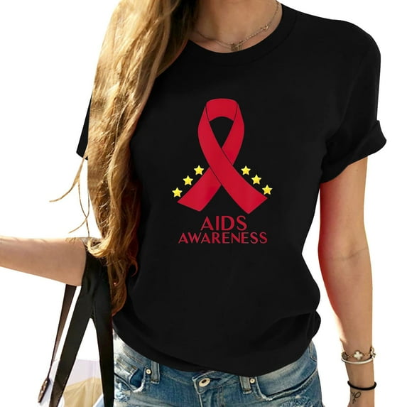 Womens HIV Aids Fight Gift with that Aids Awareness T-Shirt Black