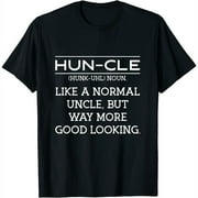 Womens HUN-CLE Funny Good Looking Uncle T-Shirt Black Small