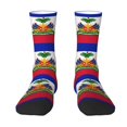 thumbnail image 1 of Womens Haitian Flag Dress Crew Socks Colorful Novelty Socks, 1 of 7