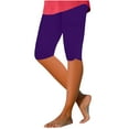 thumbnail image 1 of Womens Half Elasticated Trousers Plain Slim Fit Half Length Leggings for Women Stretchy Yoga Hiking Cycling Pants Lightweight Comfy Ladies Basic Short Legging Trousers, 1 of 5
