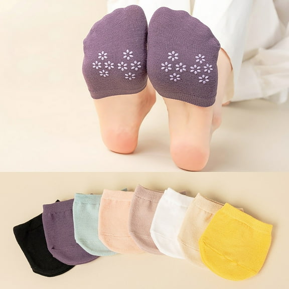 Womens Half Foot Socks Non Slip Gel Front Full Coverage Slipper Socks