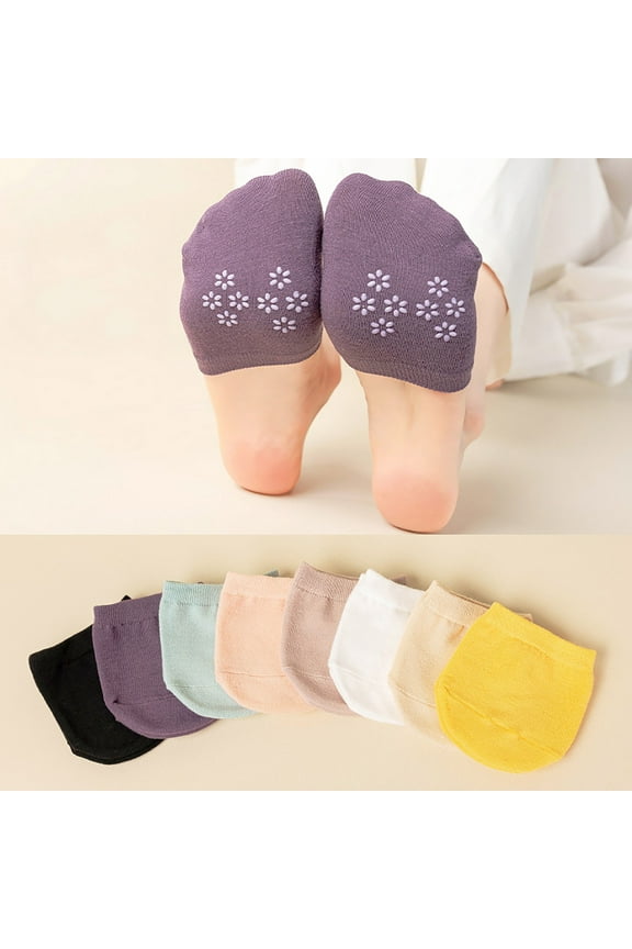 Womens Half Foot Socks Non Slip Gel Front Full Coverage Slipper Socks