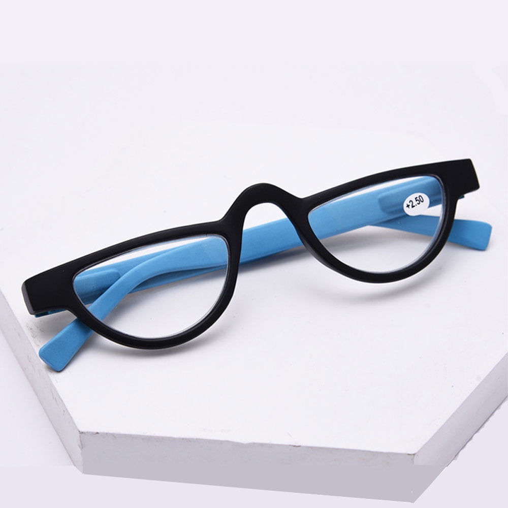 Womens half moon spring hinge reading glasses 2 5 men fashion blue