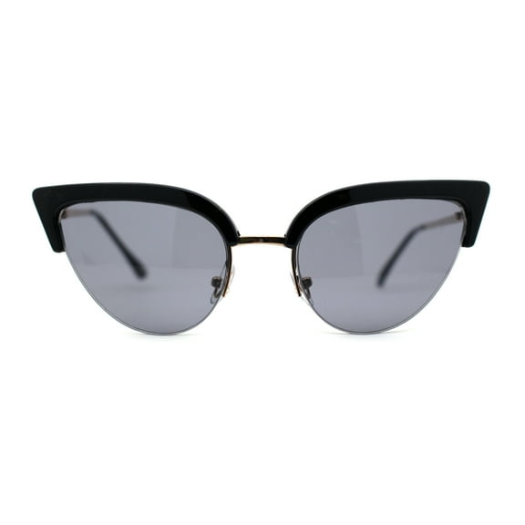 Womens Half Rim Cat Eye Gothic Sunglasses Gold Black