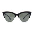 thumbnail image 1 of Womens Half Rim Elegant Metal Brow Designer Cat Eye Sunglasses Matte Black - Green, 1 of 4