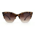 thumbnail image 1 of Womens Half Rim Elegant Metal Brow Designer Cat Eye Sunglasses Tortoise - Brown, 1 of 4
