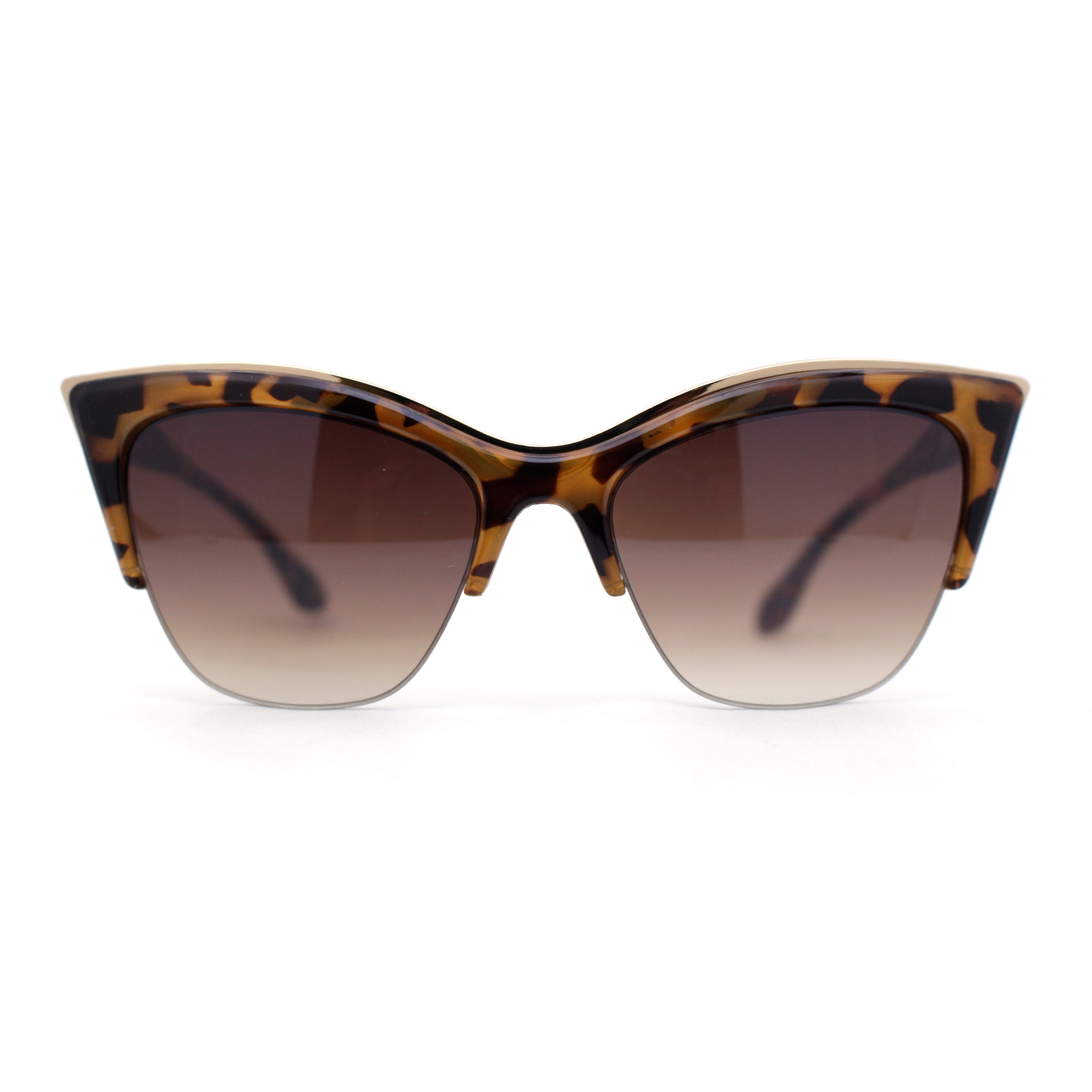 Women's Designer Cat Eye Half Rim Sunglasses – Gradient Lens With UV400 Protection