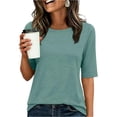 thumbnail image 1 of Womens Half Sleeve T Shirts Crew Neck Summer Tops Fashion Tee Casual Basic Comfy Outfits Clothes Mint Green M, 1 of 4