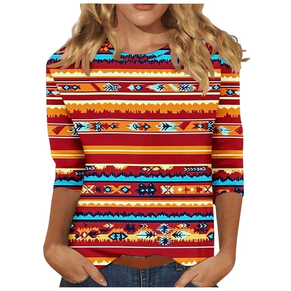 Womens Half Sleeve Tunic Shirt Striped Print Shirt Round Neck Tunic Shirts Summer Basic Tunic Tops Children Sale