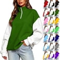 thumbnail image 1 of Womens Half Zip Up Hoodie, Color Blocking Fleece Oversized Cute Sweatshirt, Half-zip Zipper Hoodies for Women,Stand Collar Sweatshirts,Comfy Pullover with Pocket,Fall Clothes,Winter Outfits, 1 of 6