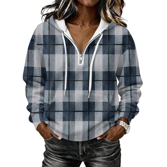 Womens Half Zip Hoodie Pullover Corduroy Long Sleeve Pullover Hoodies Loose Fit Vintage Half Zip Pullover Tops Hooded Sweatshirts Going Out Streetwear