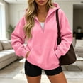 thumbnail image 1 of Womens Half Zip Hoodies With Long Sleeves Kangaroo Pocket Solid Color And Relaxed Pullover Styling For Casual Everyday Wear, 1 of 4