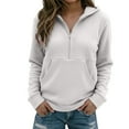 thumbnail image 1 of Womens Half Zip Oversized Hoodies Casual Long Sleeve Solid Color Hooded Sweatshirts 2025 Fall Winter Pullover with Pocket, 1 of 4