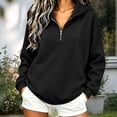 thumbnail image 1 of Womens Half Zip Oversized Sweatshirts Fleece Hoodies Trendy Long Sleeve Pullover Tops, Zip up Hoodie, Fall Fashion Wear XXL, 1 of 4