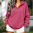 thumbnail image 1 of Womens Half Zip Oversized Sweatshirts Fleece Hoodies Trendy Long Sleeve Pullover Tops, Zip up Hoodie, Fall Fashion Wear XXL, 1 of 4