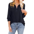 thumbnail image 1 of Womens Half Zip Pullover Printed Patchwork Zipper Lapel Casual Fashion Womens Long Sleeve Top for Daily Life Yellow S Bienvenido, 1 of 6