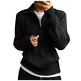 thumbnail image 1 of Womens Half Zip Pullover Sweaters Cable Knit Collared V Neck Jumper Shirts Long Sleeve Casual Tops, 1 of 5