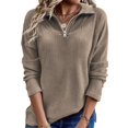 thumbnail image 1 of Womens Half Zip Pullover Sweatshirt Long Sleeve Lapel Quarter Zipper Lightweight Sweatshirts Fall Fashion Tops, 1 of 8