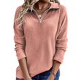 thumbnail image 1 of Womens Half Zip Pullover Sweatshirt Long Sleeve Lapel Quarter Zipper Lightweight Sweatshirts Fall Fashion Tops, 1 of 9